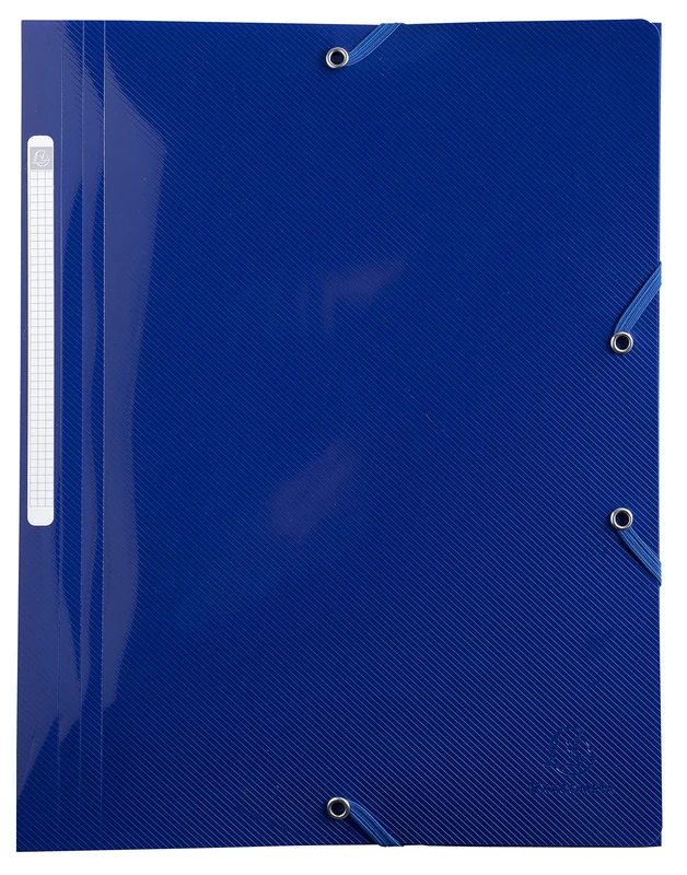 Exacompta - Ref 55112E - Box of 24 Elastic folders Bee Blue - Pocket with 3 Flaps - Made of Recycled Polypropylene - Size 24 x 32 cm for A4 documents - Navy Blue