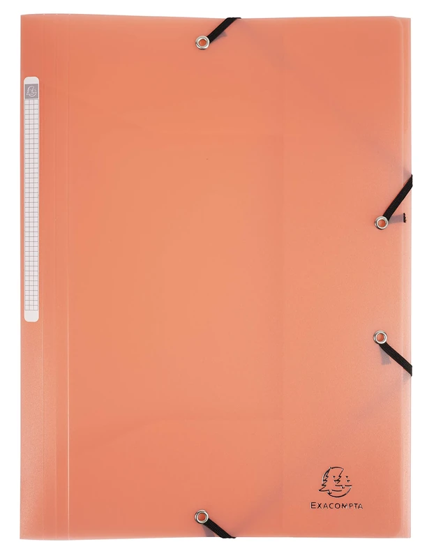 Exacompta - Ref 55177E - Box of 25 Elastic folders with 3 Flaps in Polypropylene - Size 24 x 32 cm - for A4 Format - Chromaline Pastel - Coral Colour