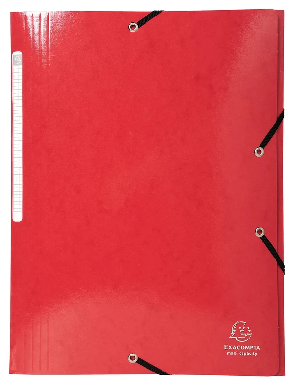 EXACOMPTA - Ref 55825E - Box of 25 Iderama Elastic folders - 3 Maxi Capacity Pockets - in Glossy Laminated Card 425 g/m² - Size 24 x 32 cm for A4 Size - red