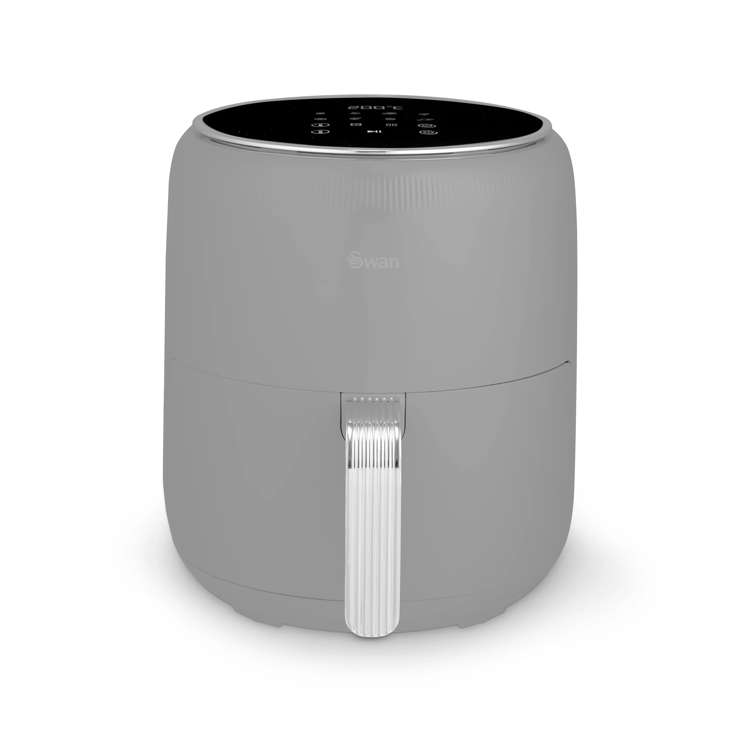 Swan SD10513GRY Retro Digital Air Fryer with Swan Cyclone Technology, 8 Pre-Set Cooking Options, Adjustable Temperature, 4.5L 1500W, Grey