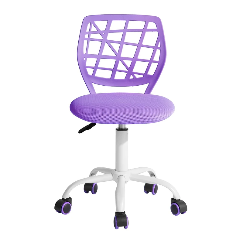 FurnitureR Gaming Chair for Children, Office Chair, Gamer Chair, Desk Chair, Ergonomic Modern Design, Armless, Seat Height Adjustment, Rubber Wheels, Purple