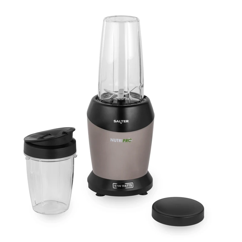 Salter Nutripro Blender - Bullet Power Blender, Detachable BPA Free Blending Cups, Multipurpose 6-Wing Blade, Chop, Crush & Blend, Storage & Easy Drink Lid Included, 1L & 800ML Drinking Cups, 1200W