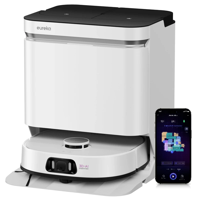 Eureka J15 Pro Ultra Robot Vacuum & Mop, 16200Pa, FlexiRazor™ Anti-Hair Tangling, AI Obstacle Avoidance & Voice Control, 75℃ Self-Cleaning