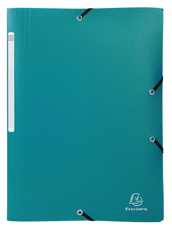 Exacompta - Ref 55083E - Carton of 50 Opak Elastic folders - 3 Flap Pockets - Opaque Polypropylene - Size 24 x 32 cm for A4 documents - Colour Green