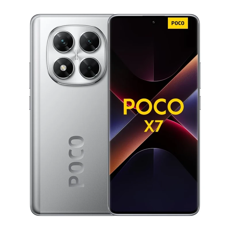 Xiaomi POCO X7 smartphone, 12+512GB, Silver, 50MP main camera with OIS, 5110mAh battery, IP68 (no charger included), 2 year Warranty