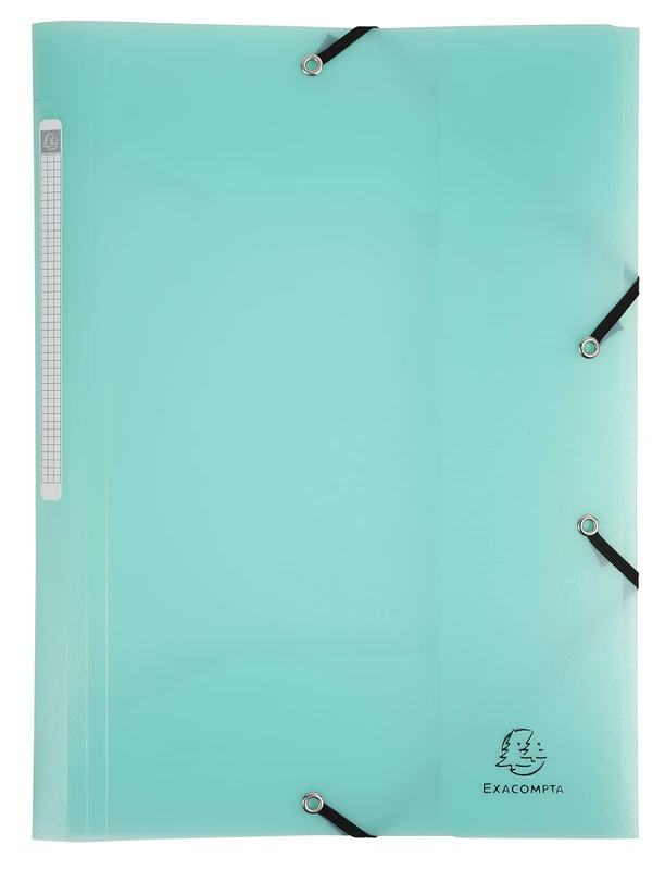 Exacompta - Ref 55173E - Box of 25 Elastic folders with 3 Flaps in Polypropylene - Size 24 x 32 cm - for A4 Format - Chromaline Pastel - Pastel Green Colour