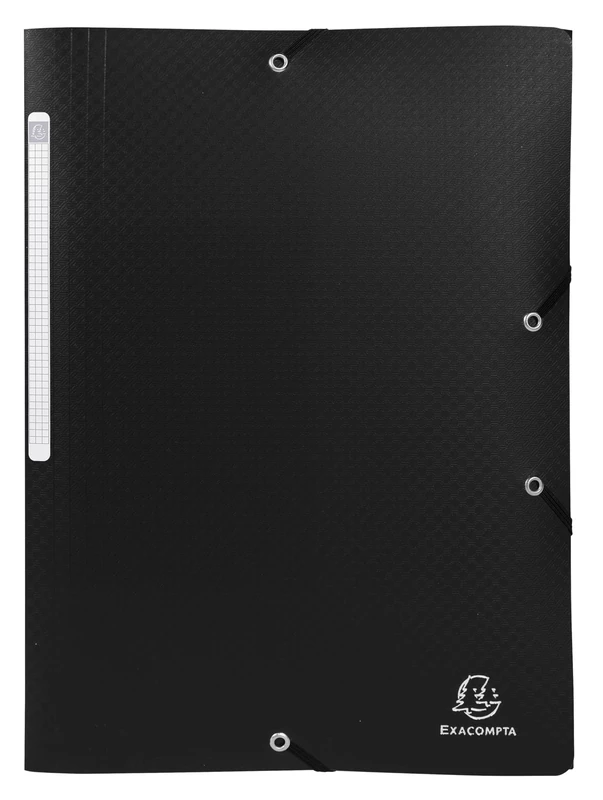 Exacompta - Ref 55081E - Box of 50 Opak Elastic folders - 3 Flap Pockets - Opaque Polypropylene - Size 24 x 32 cm for A4 documents - Black