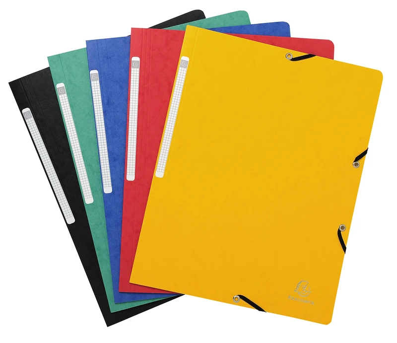 Exacompta - Ref 5520E - Box of 50 Elastic folders Without Flap - Pockets in Glossy Card 400 g/m² - Size 24 x 32 cm for documents in A4 Format - 5 Assorted Colours
