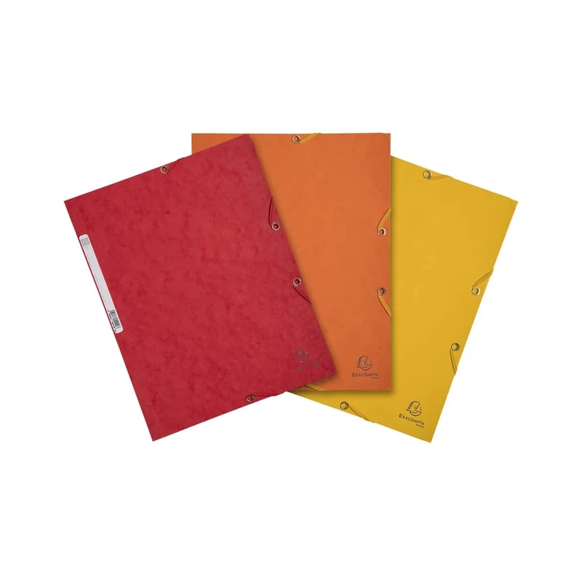 Exacompta - Ref 55575E - Cardboard of 51 Elastic folders with 3 Flaps Glossy Card 400 g/m2 - Size 24 x 32 cm for documents in A4 Format - 3 Colours: Yellow, Orange, red