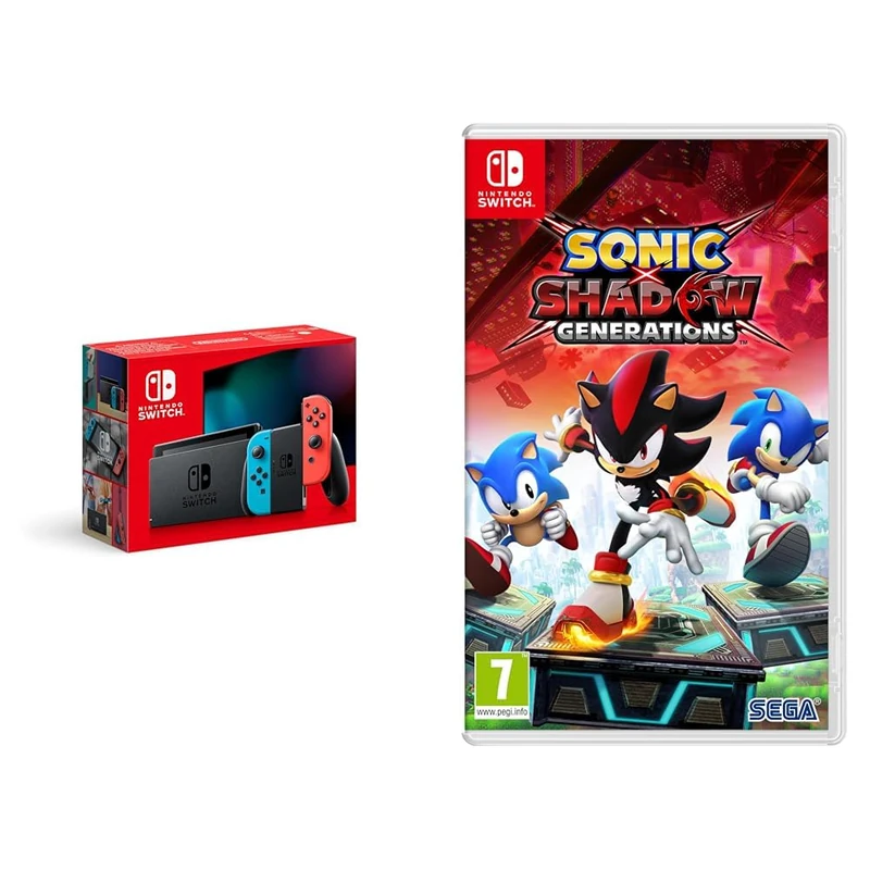 Nintendo Switch Neon Red/Blue with Sonic x Shadow Generations