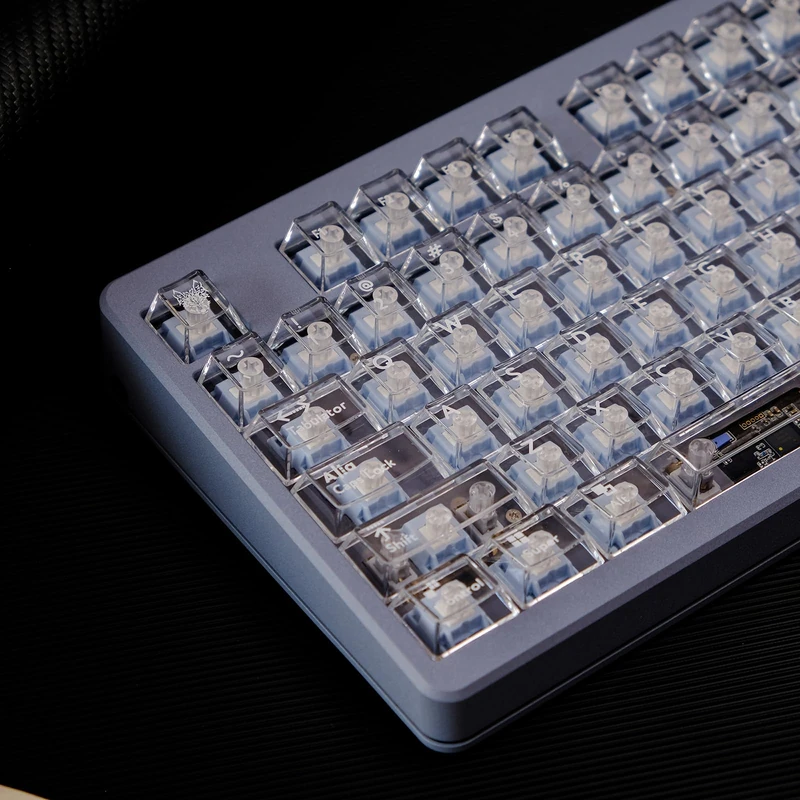 114 Keys Transparent Keycaps, PC Material UV Printed Cherry Profile ICE Keycap Set Fit for Cherry Mx Switches Mechanical Keyboard Alice Keyboard