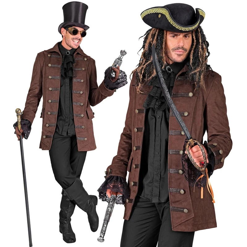 W WIDMANN MILANO Party Fashion - Historical Coat for Multiple Characters Pirate Steampunk Fancy Dress Costumes
