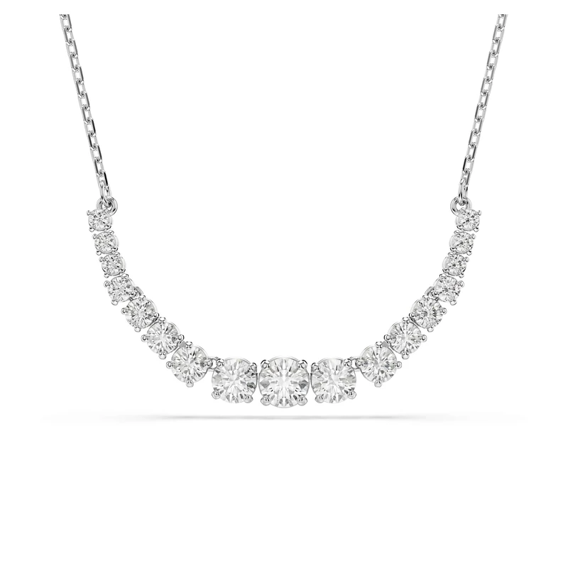 Swarovski Matrix Necklace, Clear Round-Cut Crystals in a Rhodium-Finished Setting, Part of the Matrix Collection
