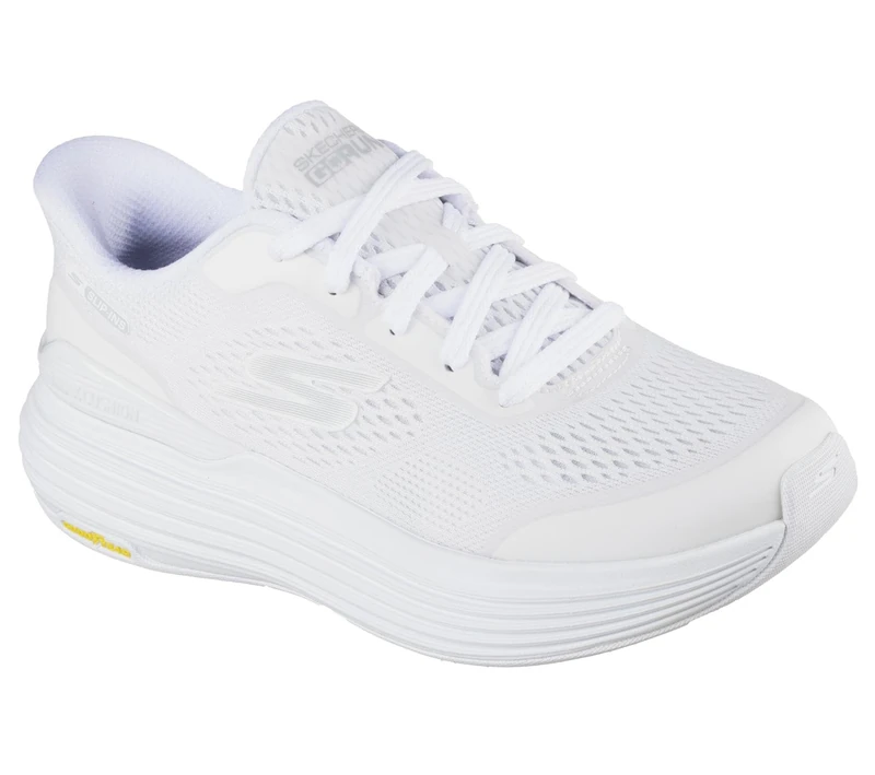 Skechers Women's Max Cushioning Suspension Chrone Slip-On Sneakers, White Synthetic/Trim, 8 UK
