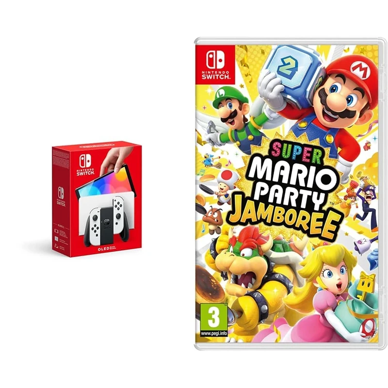 Nintendo Switch (OLED Model) - White & Super Mario Party Jamboree