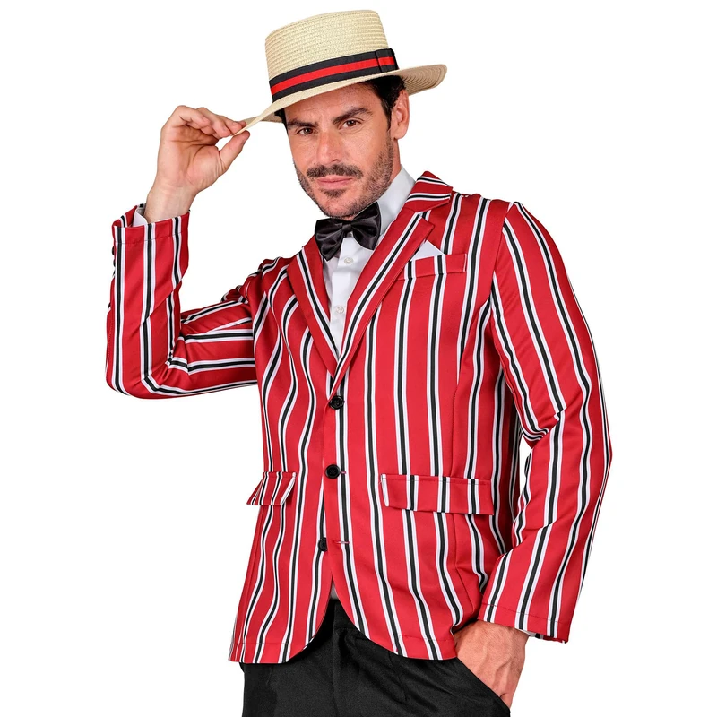 W WIDMANN MILANO Party Fashion - Costume 20s Outfit, Jacket, Bow Tie, Hat, Gentlemen, Showman, Fancy Dress Costumes Red