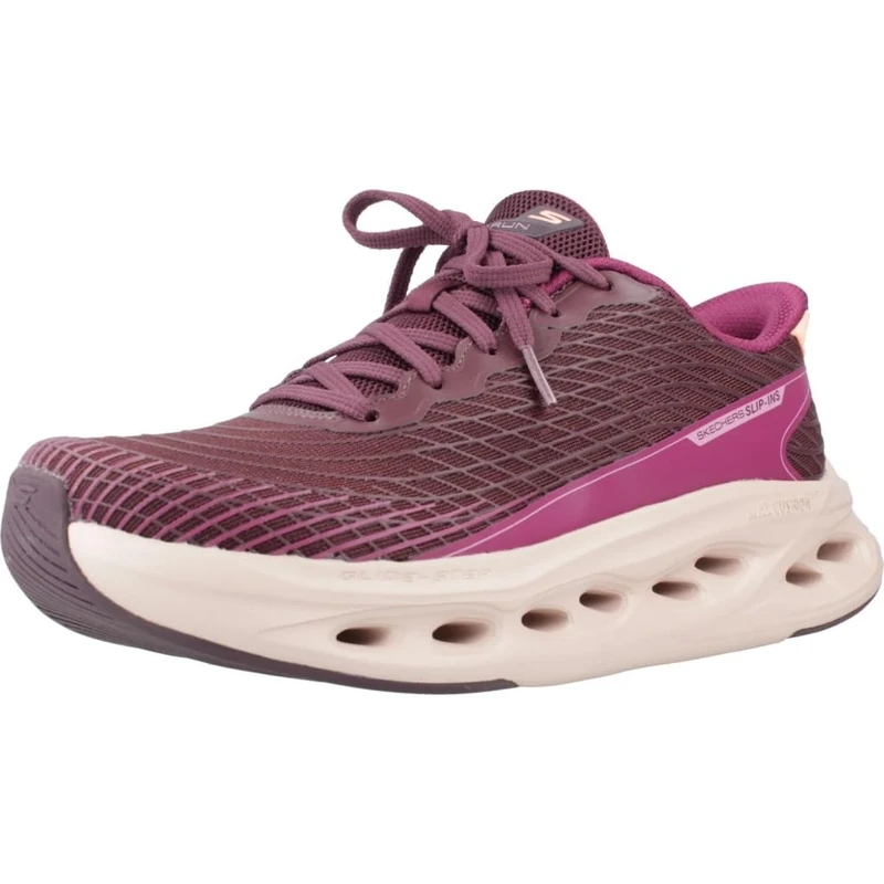 Skechers Women's Max Cushioning Glide-Step Sapphire Sneaker, Burgundy Textile/Synthetic, 8 UK
