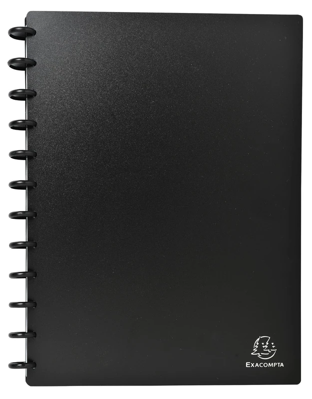 Exacompta - Ref 75251E - Box of 5 Removable Black Business Card Holders with Rings - Made of Rigid PP - for 192 Cards - Detachable Pockets for Inserting 16 Cards - A4 - dividers 12 tabs