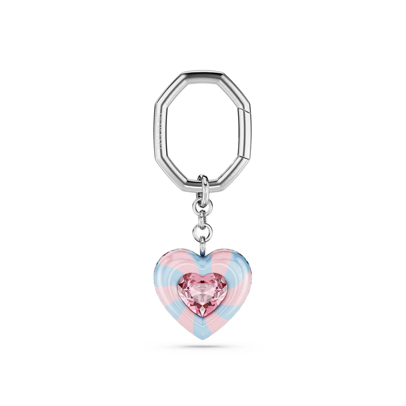 Swarovski Dulcis key ring, Heart cut, Heart, Multicolored, Rhodium plated