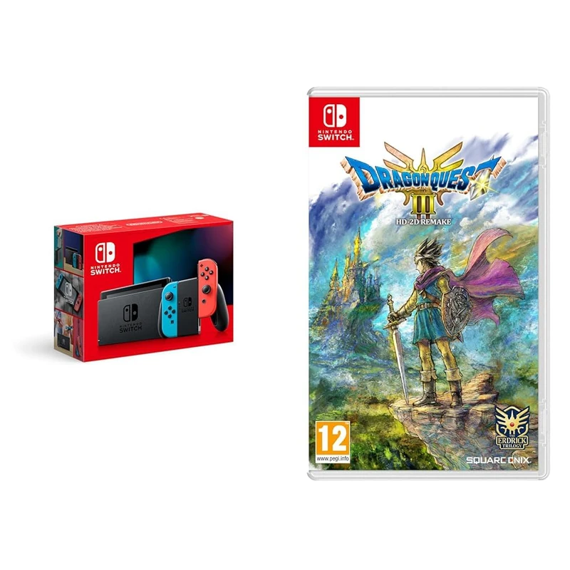 Nintendo Switch Neon Red/Blue and Dragon Quest III Remake Bundle