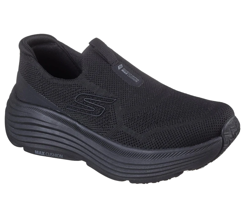 Skechers Women's Max Cushioning Endeavour Sarasota Sneaker, Black Textile/Black Trim, 4 UK