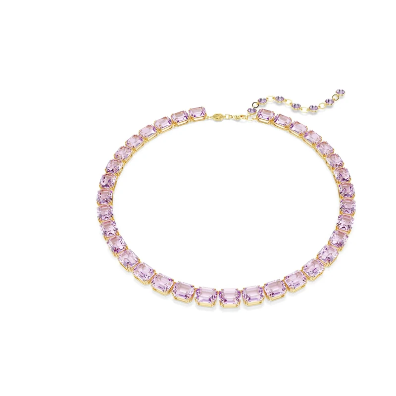 Swarovski Millenia Necklace, Purple Octagon-Cut Crystals in a Gold-Tone Finished Setting, Part of the Millenia Collection