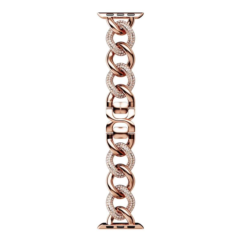 Swarovski Sparkling Chain Strap, Compatible with Apple Watch 40 mm (Series 4/5/6, SE) and 41 mm (Series 7/8/9), Rose Gold-Tone Finish with Clear Crystals, Part of the Sparkling Collection
