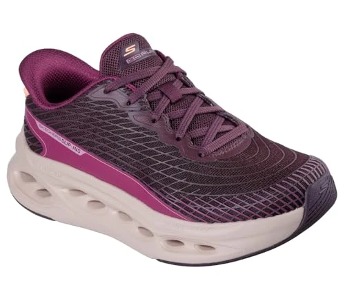 Skechers Women's Max Cushioning Glide-Step Sapphire Slip-On Sneakers, Burgundy Textile/Synthetic, 3 UK