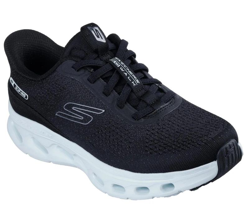 Skechers Women's Go Walk Glide-Step 2.0 Nessa Sneaker, Black Textile/Lt.Blue Trim, 6 UK