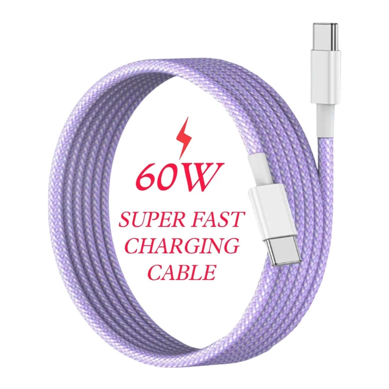 Galaxy A16 Charger Cable, Samsung A16 60W USB C To USB C (1M) Super Fast Quick Charging Cable Type C Tablet/Phone Charger Adapter Cable Lead For Samsung Galaxy A16 (PURPLE)