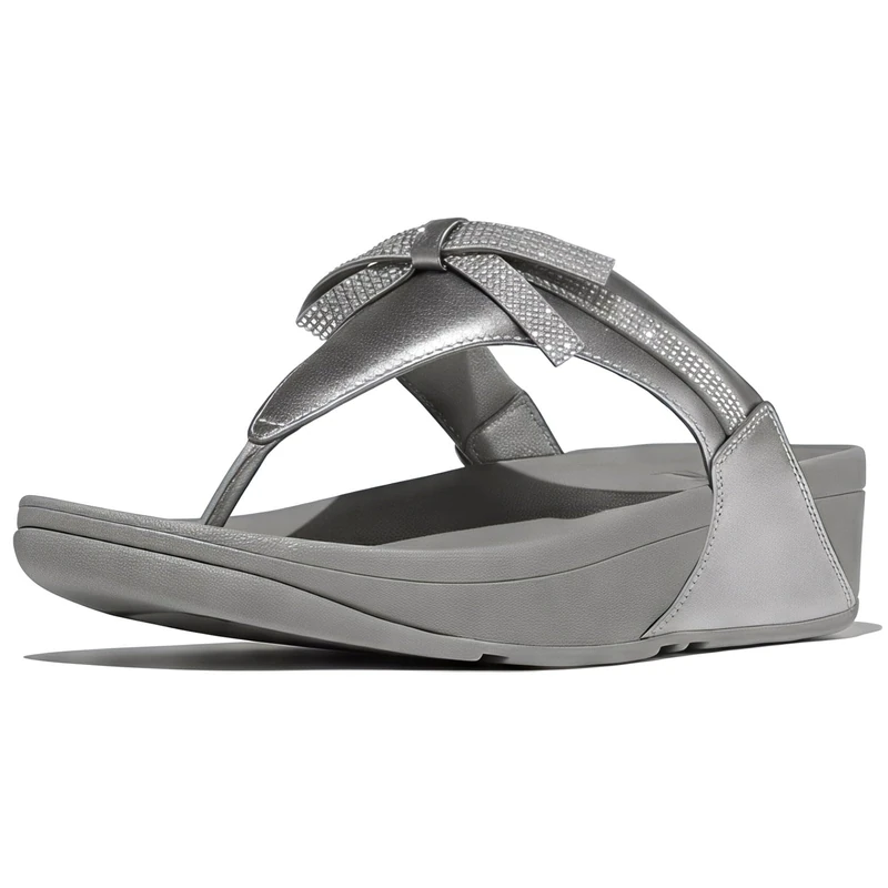 Fitflop LULU GLITZ-BOW LEATHER TOE-POST SANDALS