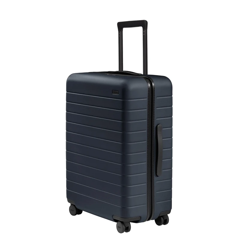 Away Medium Checked Suitcase, Navy Blue, Standard, The Medium