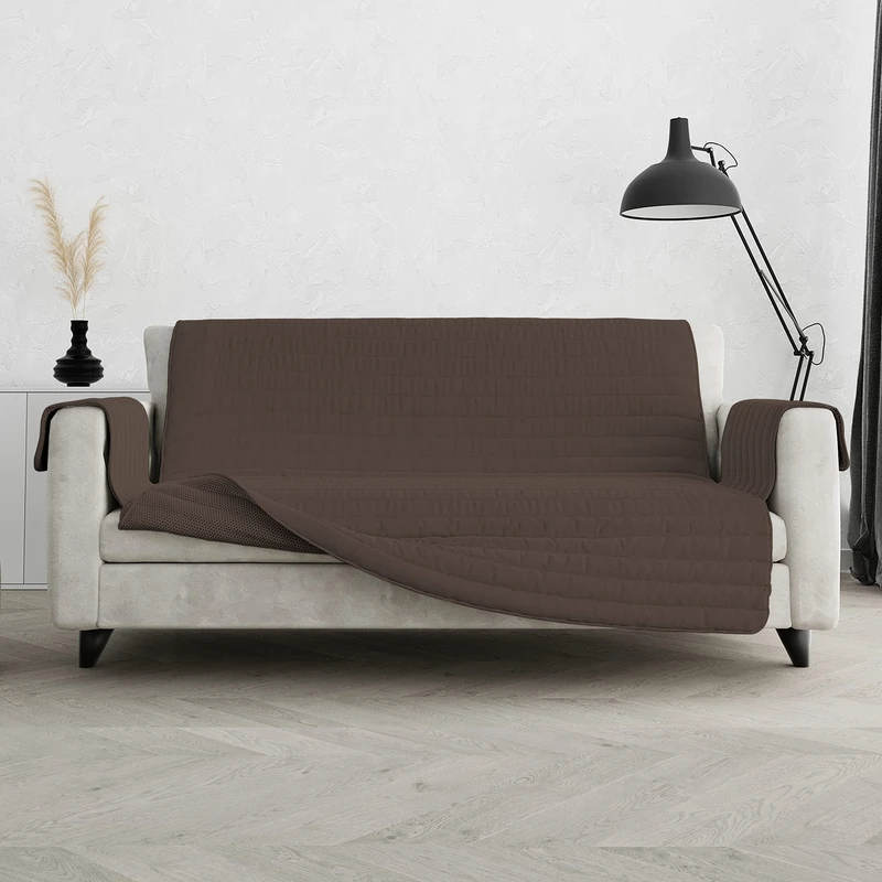 Italian Bed Linen COZY Non-Slip Waterproof 3 Seater Sofa Cover Brown - Image 1