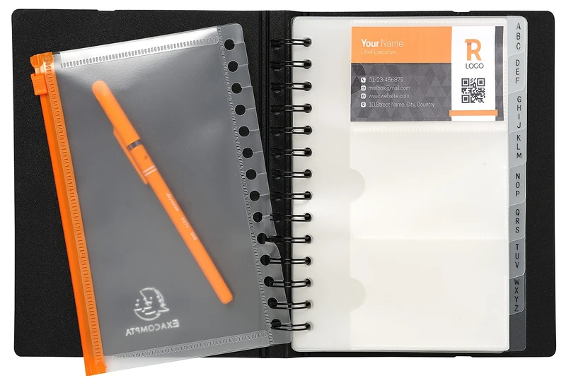 Exacompta - Ref 85034E - Box of 50 Refills Detachable Pockets for Exacard Removable Business Card Rings (ref 75034E) - Capacity 60 Cards - Dimensions 19 x 12.5 cm