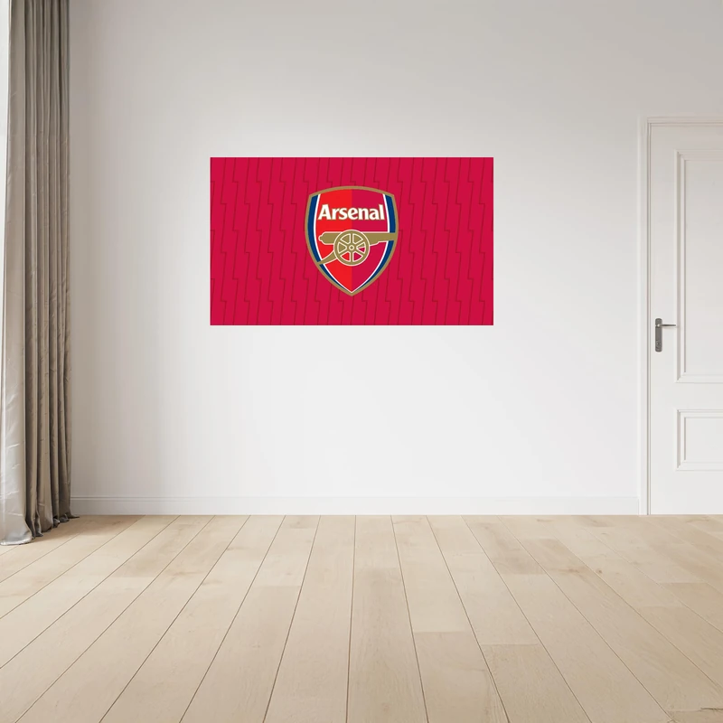 Licensed Decor Arsenal FC Vinyl Wall Sticker - Large (130cm (w) x 80cm (h) - Colour Crest on Lightening Texture, red