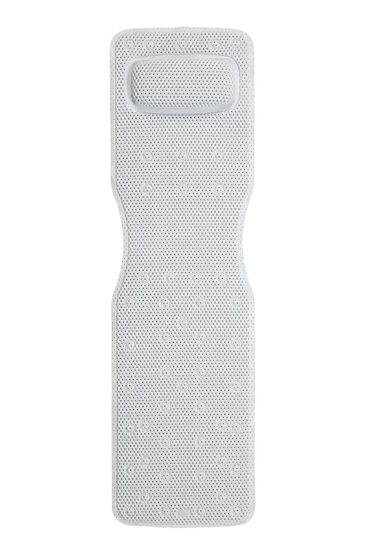 Croydex Teviot Full Length Padded Bath Mat Lounger with Headrest and Slip-Resistant Non Slip Suction Cups, PVC Material and Drainage Holes, Comfortable Pressure Relief Design in White