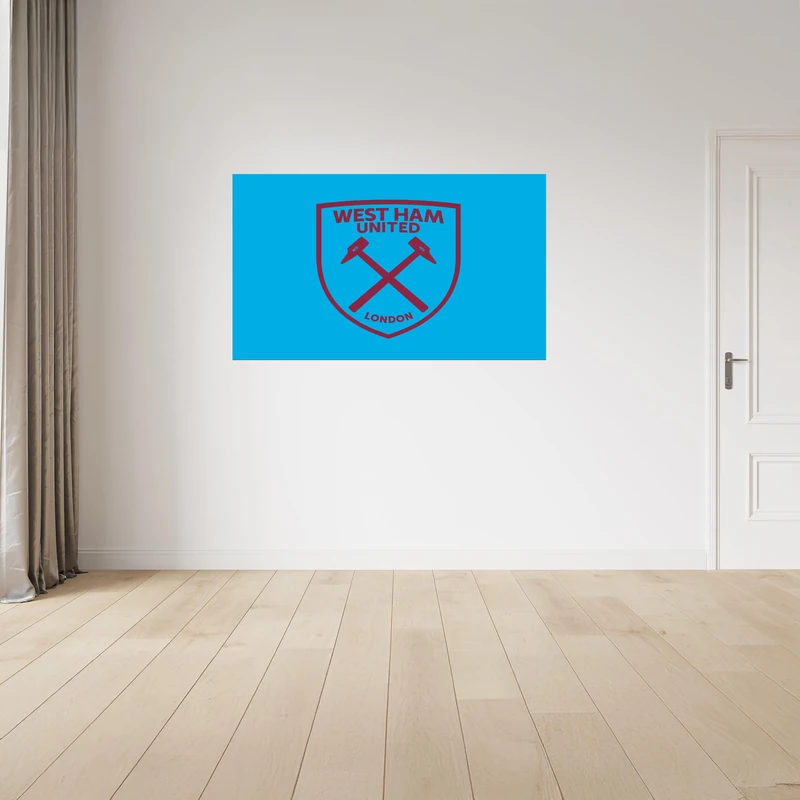 Licensed Decor West Ham United FC Vinyl Wall Stickers - Large (130cm (w) x 80cm (h) - Claret Crest on Blue