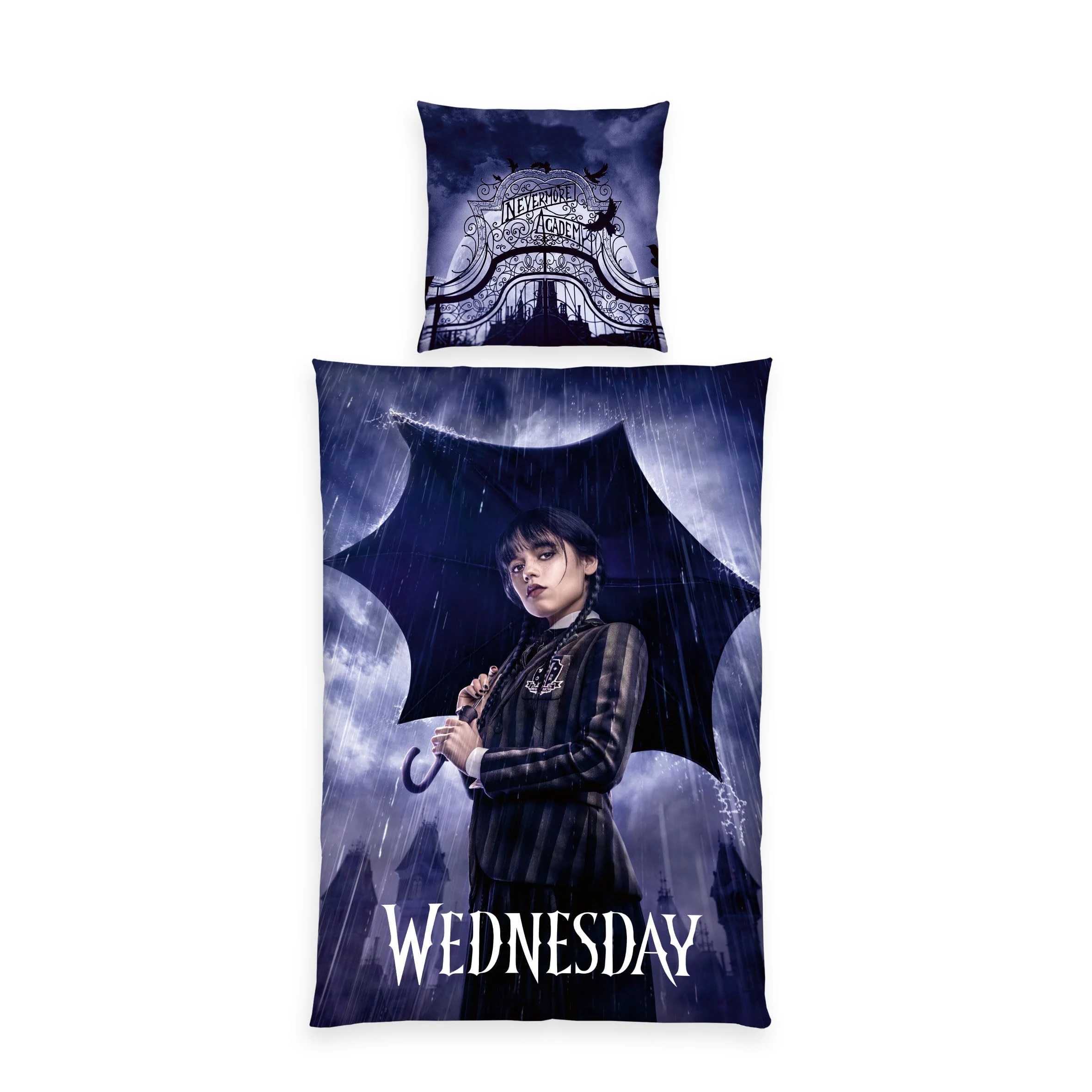 Herding Wednesday Bed Linen, Pillowcase Approx. 80 x 80 cm, Duvet Cover Approx. 135 x 200 cm, with Branded Zip, 100% Cotton/Renforcé, Design 1