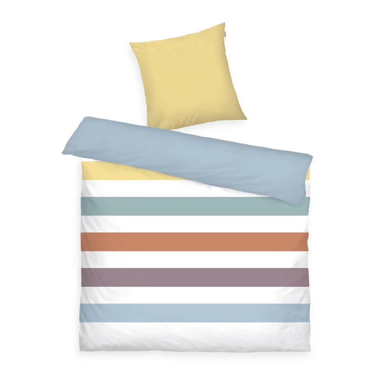 TOM TAILOR Renforcé Bed Linen, 2 x 80 x 80 cm + 200 x 220 cm, 100% Cotton/Renforcé, with Reversible Motif and Coloured Branded Zip, Colourful Stripes (Multi Colour)