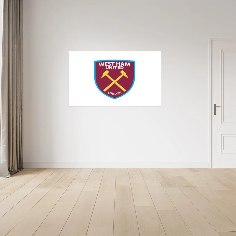 Licensed Decor West Ham United FC Vinyl Wall Stickers - Large (130cm (w) x 80cm (h) - Colour Crest on White