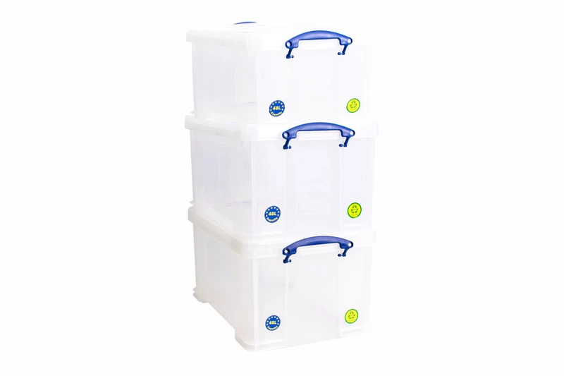 Really Useful Box Plastic Storage 48 Litre Clear (Pack Of 3)