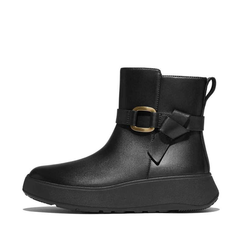 Fitflop F-MODE SQUARE-RING LEATHER FLATFORM ANKLE BOOTS