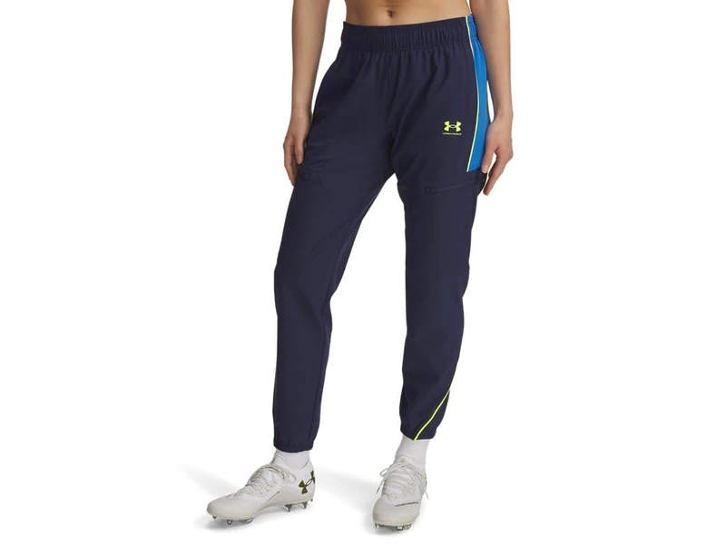 Under Armour Women's Challenger Warmup Pants, Women's Tracksuit Bottoms with Pockets, Water-Repellent Jogging Bottoms for Training and Outdoor Pursuits,Washed Navy / / High Vis Yellow,XS - Image 1