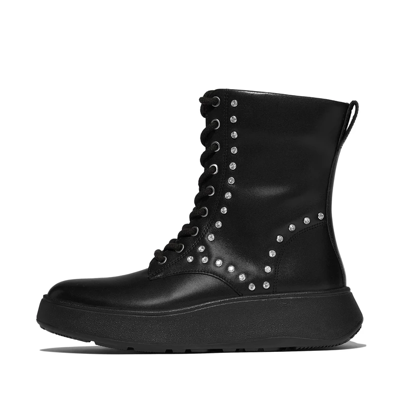 Fitflop F-MODE GEM-TRIM LEATHER LACE-UP ANKLE BOOTS