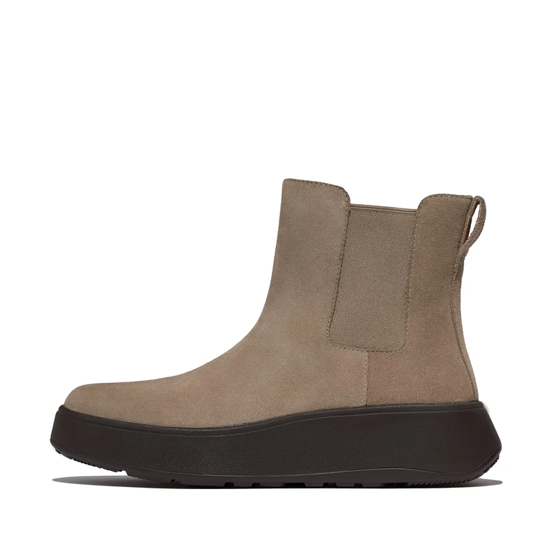 F-MODE SUEDE FLATFORM CHELSEA BOOTS