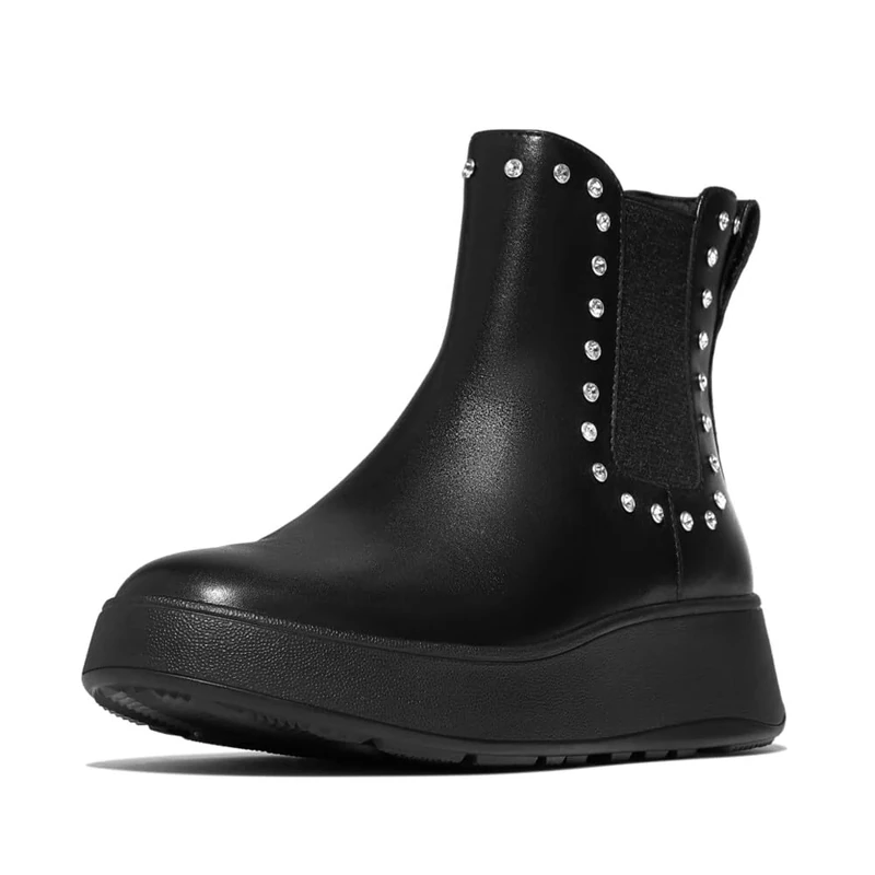 Fitflop F-MODE GEM-TRIM LEATHER FLATFORM CHELSEA BOOTS