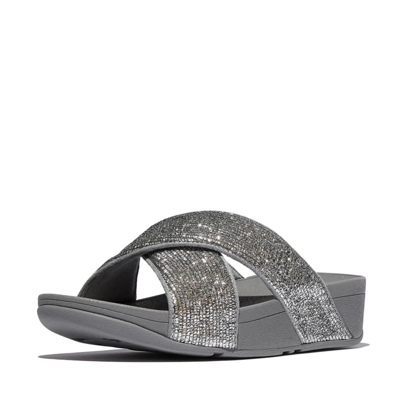 Fitflop LULU CRINKLED-SHIMMER CROSS SLIDES
