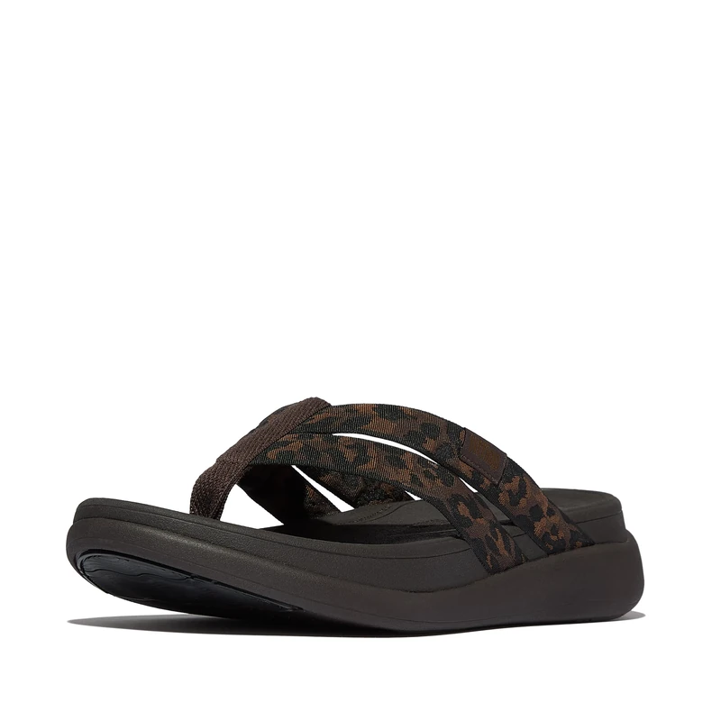 F-MODE GO LEOPARD WEBBING STRAPPY FLIP-FLOPS