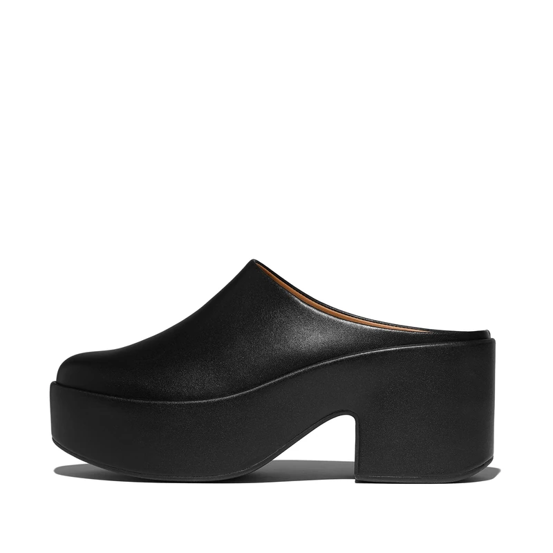 Fitflop PLATFFORMS Leather Heeled Mules All Black