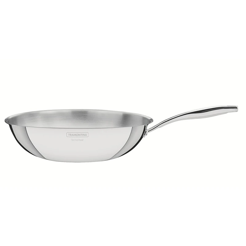 Grano Triply Stainless Steel Wok 28 cm Suitable for All Heat Sources Including Induction 3.4L